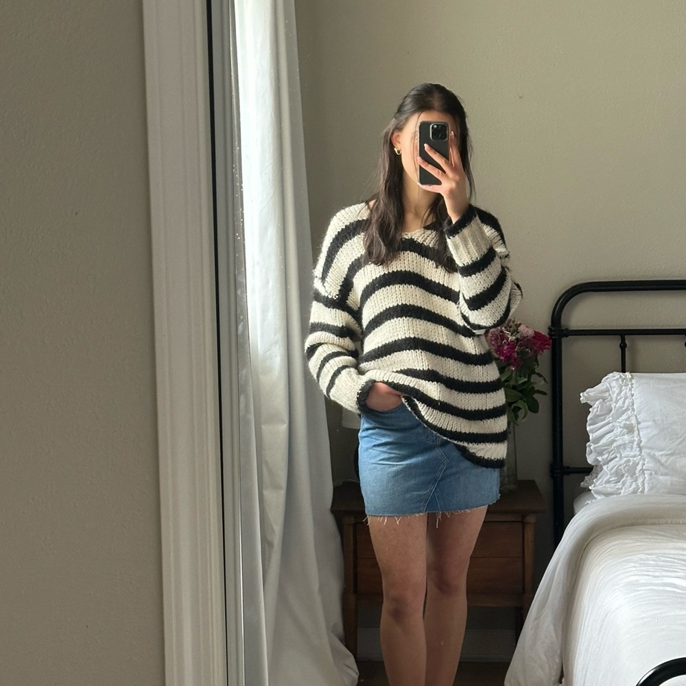 Zara oversized knit stripe wool sweater size small - Picture 3 of 12